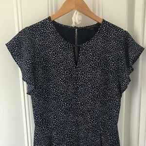 Fit & Flare Banana Republic Navy Polka dot Dress